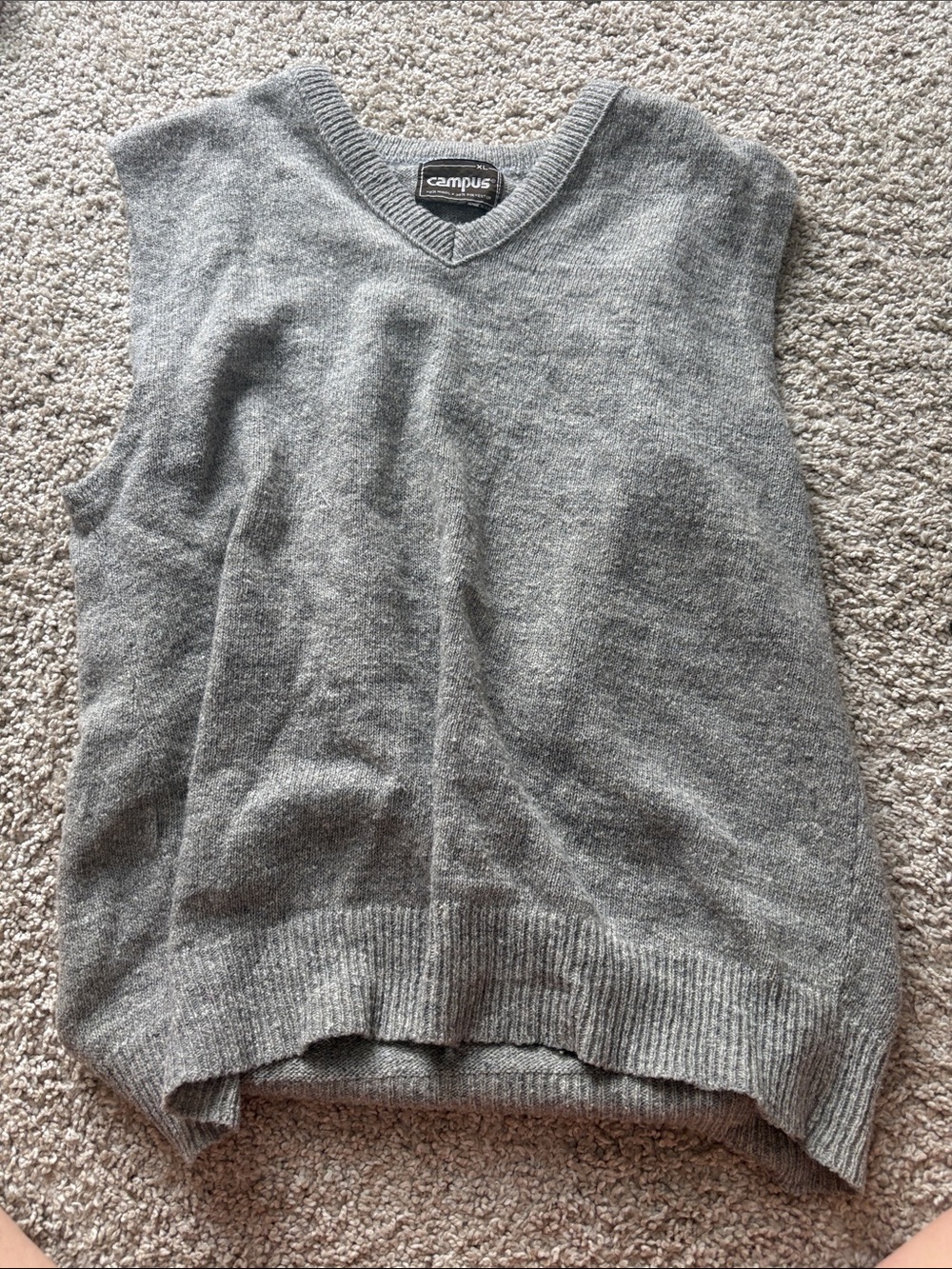 Campus Men's Gray V-Neck Sweater Vest